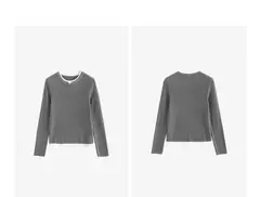 TOYOUTH-suéter de punto de lana para mujer, Jersey falso de dos piezas de Color contrastante, ajustado, otoño e invierno, 2024