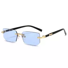 Gafas de sol sin montura a la moda para hombres y mujeres, gafas de sol sin marco populares, gafas de sol clásicas para hombre y mujer, gafas de sol cuadradas pequeñas para viajar en verano - Eleganzie