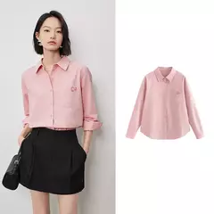 TOYOUTH-Blusa para mujer, camisa de otoño 2024, nueva pintura al óleo multicolor, cuello vuelto, camisa bordada de manga larga, Tops blancos - comprar en línea