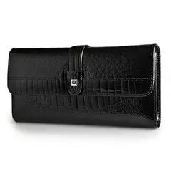 Bolsos de mano de cuero genuino para mujer a la moda Carteras de diseño de lujo Monederos largos brillantes 2022 Bolso de mano elegante para mujer - comprar en línea