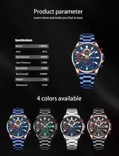 Relojes de pulsera CURREN deportivos informales de cuarzo con cronógrafo, reloj de acero inoxidable a la moda para hombre, reloj con fecha automática para hombre en internet
