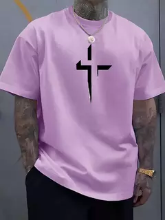 Camiseta de manga corta con cuello redondo para hombre, 100% de algodón puro, informal, holgada, de talla grande, con estampado creativo cruzado, deportiva, cómoda, de verano on internet