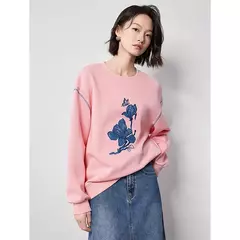 TOYOUTH-Sudadera con bordado de flores para mujer, jersey de manga larga con cuello redondo, ropa de calle, Tops, novedad de primavera 2024 en internet
