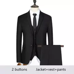 Image of Trajes de hombre de alta calidad para boda, 2 piezas, 3 conjuntos de Blazers, chaquetas formales elegantes, chaleco, pantalones, abrigos, traje clásico completo 2024