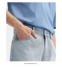 Image of Semir-pantalones vaqueros de Estilo Vintage para hombre, pantalón de paracaidista de pierna recta, holgado, a la moda, novedad de verano, 2024