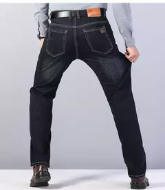 Pantalones vaqueros elásticos de Ajuste Recto para hombre, pantalones vaqueros suaves de color negro, 2023 - tienda en línea