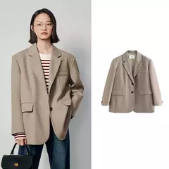 TOYOUTH-Chaqueta de gran tamaño con dobladillo dividido en la espalda para mujer, Blazer de Color liso, traje informal a la moda para oficina, novedad de primavera, 2023 - tienda en línea
