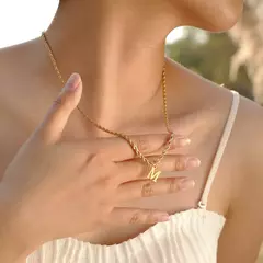 Vnox Collares iniciales para mujeres y hombres, colgante con dije del alfabeto de letras A-Z de acero inoxidable con cadena de cuerda trenzada, collar unisex en internet
