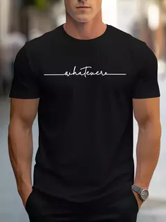 Camiseta de manga corta con cuello redondo y estampado de letras 100% algodón de talla grande informal de verano para hombre - buy online