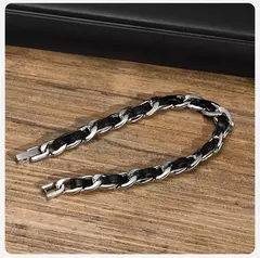 Vnox-pulseras de cadena negras para hombre y mujer, elegantes pulseras de cadena de eslabones cubanos de acero inoxidable de 7,5 MM, joyería de regalo en internet