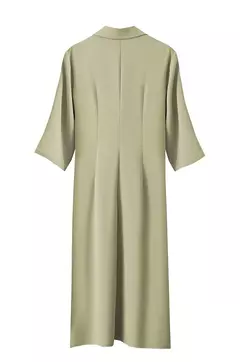 AMII vestido minimalista mujer 2025 primavera nuevo elegante Oficina señora solapa cuello pico ajustado no elástico plisado hasta la rodilla vestido acampanado 12521027 - online store