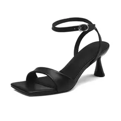 FEDONAS-Sandalias de tacón alto fino para mujer, zapatos de piel auténtica con correa en el tobillo, elegantes, básicos, para fiesta y oficina, novedad de verano on internet