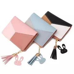 Cartera de mujer de cuero PU, cartera de mujer hecha de cuero, monederos para mujer, tarjetero, monederos portátiles plegables para mujer - Eleganzie