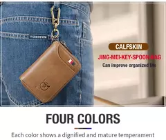 BULLCAPTAIN, bolso para tarjetas y llaves de cuero genuino para hombre, caja para llaves multifunción de alta calidad, llavero para coche, billetera, Mini tarjetero, Clip para llaves - Eleganzie
