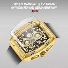 Image of Marca de moda NAVIFORCE, relojes de cuarzo con diseño dorado para hombre, reloj de pulsera informal para hombre, reloj multifunción de PU resistente al agua de gran diámetro