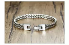 Vnox-Pulseras de cadena de doble curva oxidada para hombre, acero inoxidable, Punk, antiguo, Cubic Foxtail, Vintage - Eleganzie
