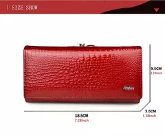 Carteras de diseñador de lujo para mujer, monederos de cuero genuino a la moda para mujer, bolsos de mano brillantes, bolsos largos, cartera, regalo para mujer 2022 - Eleganzie
