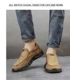 Zapatos informales de cuero para hombre, mocasines transpirables, zapatillas de deporte para hombre, calzado plano de cuero cómodo, zapatillas de deporte para hombre 2024 - tienda en línea