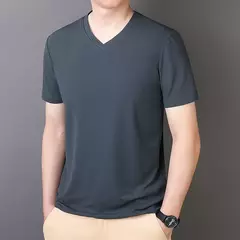 Camiseta de seda de hielo para hombre, camisa de manga corta elástica para Fitness, informal, secado rápido, 6XL, 7XL, 8XL, novedad de verano, 2309 - tienda en línea