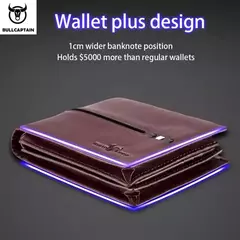 Cartera de cuero genuino BULLCAPTAIN, cartera de negocios de diseñador de marca para hombre, monedero de almacenamiento multifunción, paquete de tarjetas Rfid, cartera para hombre