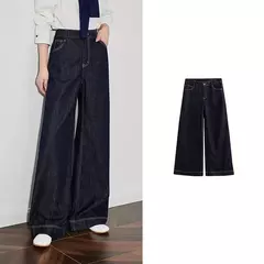 TOYOUTH mujeres Denim Jeans 2025 primavera nueva cintura alta lavada recta pierna ancha Slim Fit pantalones largos - comprar en línea