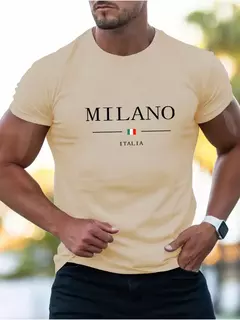 Camiseta deportiva informal holgada de algodón 100% para hombre, camiseta de manga corta con cuello redondo y estampado MILANO, cómoda, para compras, verano en internet