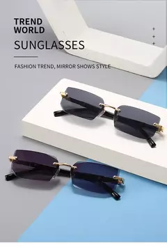 Gafas de sol sin montura a la moda para hombres y mujeres, gafas de sol sin marco populares, gafas de sol clásicas para hombre y mujer, gafas de sol cuadradas pequeñas para viajar en verano en internet