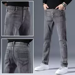 Sulee-pantalones vaqueros clásicos para hombre, Jeans azules, elásticos avanzados, rectos, de algodón, talla grande, 2024 - online store
