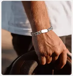 Vnox Pulseras de cadena cubana para hombre y mujer, pulsera de eslabones de acero inoxidable de 7,5 mm, joyería de personalidad simple ajustable