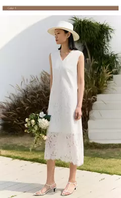 Imagen de AMII-Vestidos minimalistas para mujer, ropa elegante y romántica de encaje, sin mangas, línea A, 2023