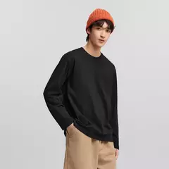 Semir-Camiseta de manga larga para hombre, capa interior de algodón puro, Top básico de primavera 2025, Color sólido, estilo básico versátil para pareja - Eleganzie