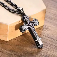 Vnox-collar con Cruz para hombre, cadena Bizantina de 4MM, colgante de crucifijo católico de acero inoxidable Punk Rock, joyería religiosa - tienda en línea