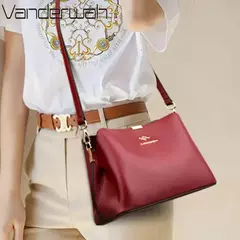 Bolso de mano de cuero de alta calidad para mujer, bolsa de hombro multifuncional, de diseñador de lujo, Color sólido - comprar en línea