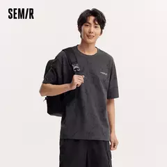 Semir-Camiseta de manga corta para hombre, nueva versión de verano, Top artístico de algodón puro con estampado completo, ropa informal 2024 - Eleganzie