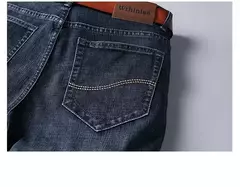 2025 moda cuatro estaciones clásico azul negro trabajo pantalones vaqueros hombres Jeans Casual recto estiramiento ropa de marca masculina on internet