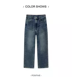 Semir-pantalones vaqueros deshilachados para mujer, pantalón holgado de pierna recta, invierno, 2024 - tienda en línea