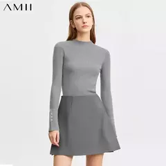 AMII minimalismo Casual faldas cortas mujeres alta Rase 2024 otoño nueva moda viajero señora chaqueta recta falda acampanada 12343035 - comprar en línea