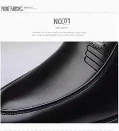 Zapatos de cuero para hombre, zapatos formales de negocios para personas mayores, punta redonda negra, informales, sencillos, cómodos, de talla grande - Eleganzie