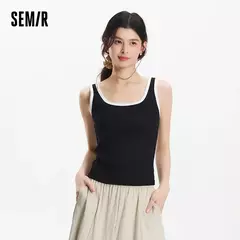 Semir chaleco mujer recortado cuello en U capas 2025 novedad de verano sensación fresca Top ajustado elegante para trajes elegantes - comprar en línea
