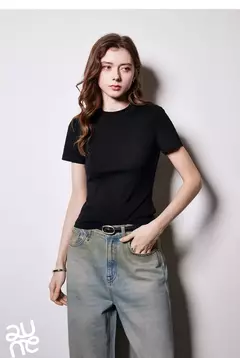 TOYOUTH-Camiseta de manga corta para mujer, Tops blancos cortos versátiles, Lyocell, cuello redondo, corte ajustado, primavera 2025 - comprar en línea