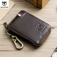 BULLCAPTAIN, bolso para tarjetas y llaves de cuero genuino para hombre, caja para llaves multifunción de alta calidad, llavero para coche, billetera, Mini tarjetero, Clip para llaves - tienda en línea