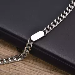 Imagen de Vnox Pulseras de cadena cubana para hombre y mujer, pulsera de eslabones de acero inoxidable de 7,5 mm, joyería de personalidad simple ajustable