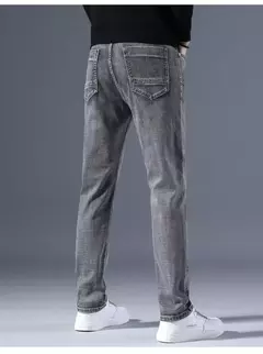 Image of Sulee-pantalones vaqueros clásicos para hombre, Jeans azules, elásticos avanzados, rectos, de algodón, talla grande, 2024