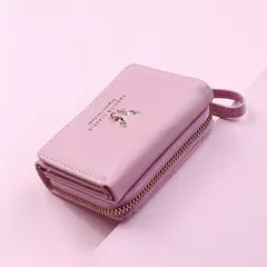 Imagen de Cartera triple de moda clásica para mujer, almacenamiento de tarjetas y monedas, informal, para estudiantes, pequeña y grande capacidad