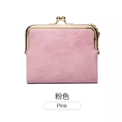 MIYIN-cartera pequeña de cuero para mujer, monedero Vintage plegable, compacto, con cremallera y cierre de beso - tienda en línea