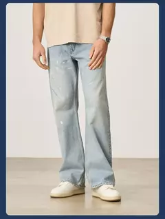 SIMWOOD alto estándar 2025 Primavera Verano nuevo suelto Relax 13,8 oz 100% pantalones vaqueros de algodón hombres moda rasgados pantalones vaqueros de talla grande