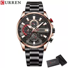 Relojes de pulsera CURREN deportivos informales de cuarzo con cronógrafo, reloj de acero inoxidable a la moda para hombre, reloj con fecha automática para hombre