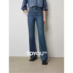 TOYOUTH-pantalones vaqueros de mezclilla para mujer, Vaqueros largos de cintura alta con forma de pera lavada a la piedra, novedad de otoño, 2024