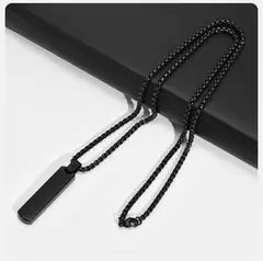 Vnox-Collar de barra inicial para hombres, colgante de barra Vertical geométrica gruesa con letras de A-Z, Collar Simple informal, regalo para él - Eleganzie