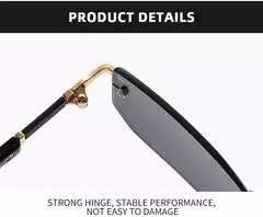 Gafas de sol sin montura a la moda para hombres y mujeres, gafas de sol sin marco populares, gafas de sol clásicas para hombre y mujer, gafas de sol cuadradas pequeñas para viajar en verano - Eleganzie